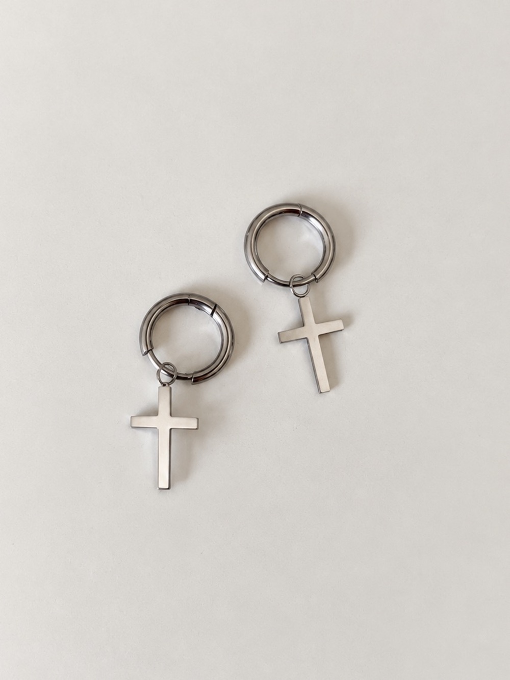 Dainty Stainless Steel Cross Huggie Hoop Earrings